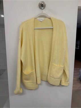 Anthropologie Pale Yellow Open-Front Cardigan